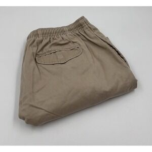 Polo by Ralph‎ Lauren Men's XXL Cotton Tan Elastic Logo Khaki Flat Front Shorts